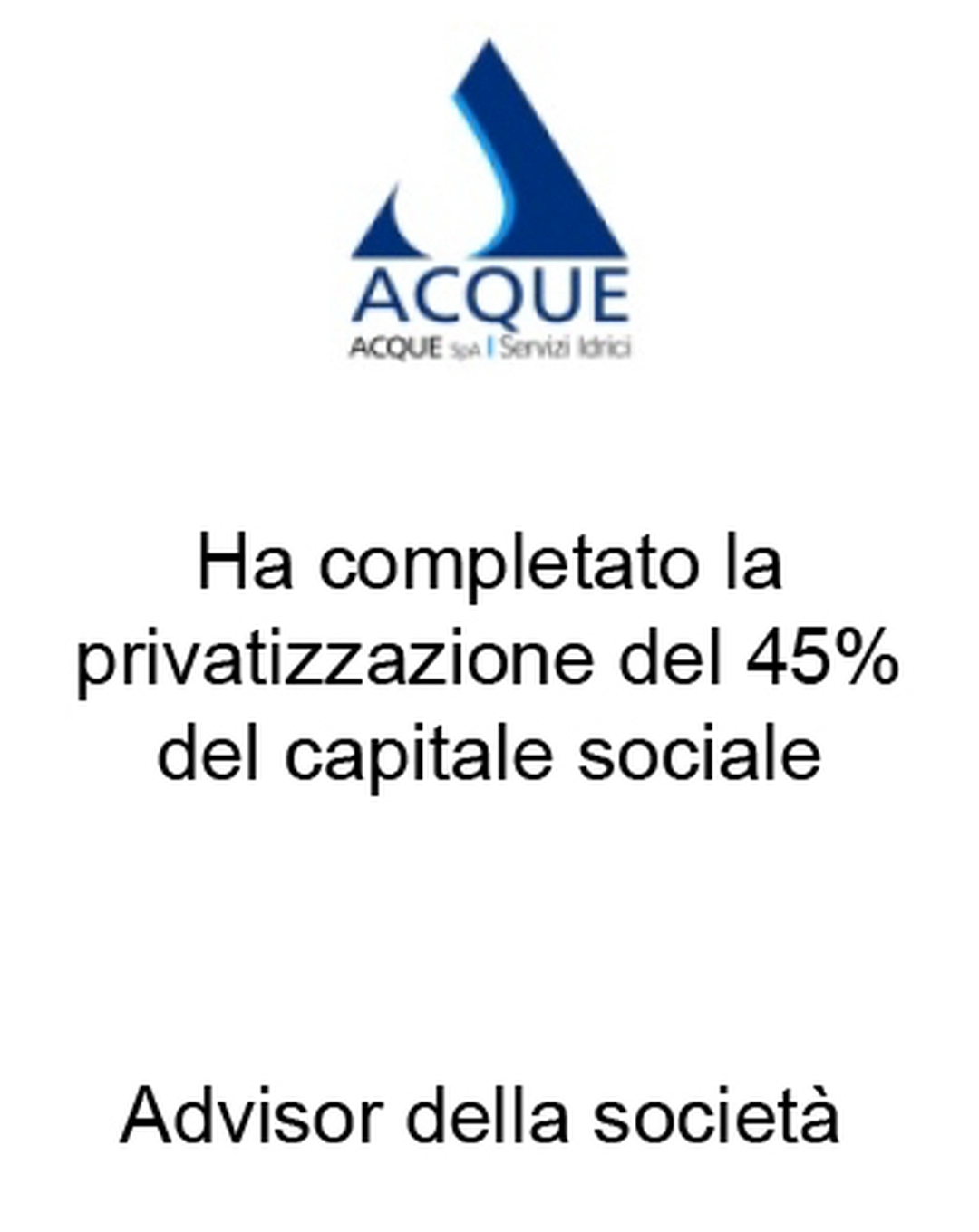 Ha completato la privatizzazione del 45% del capitale sociale